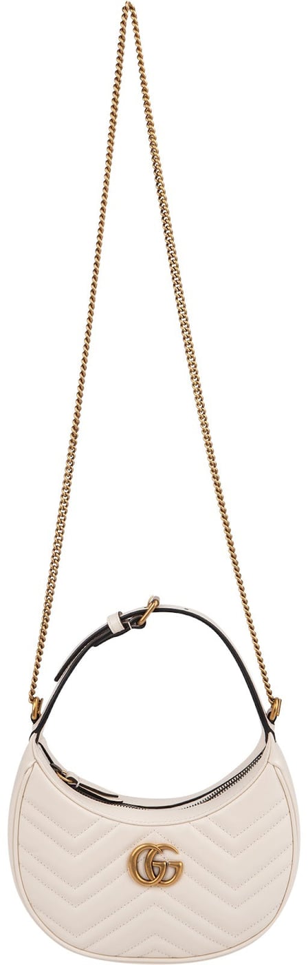 GucciQuilted Leather GG Marmont Half-Moon-Shaped Mini Shoulder Bag