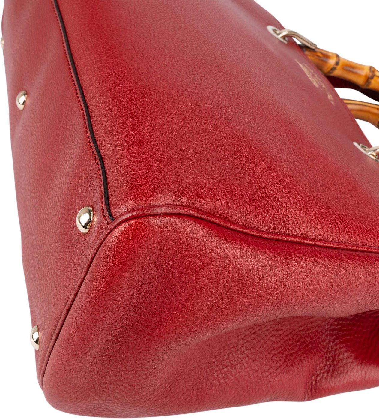 Gucci Grained Leather Bamboo Handle Tote Handbag