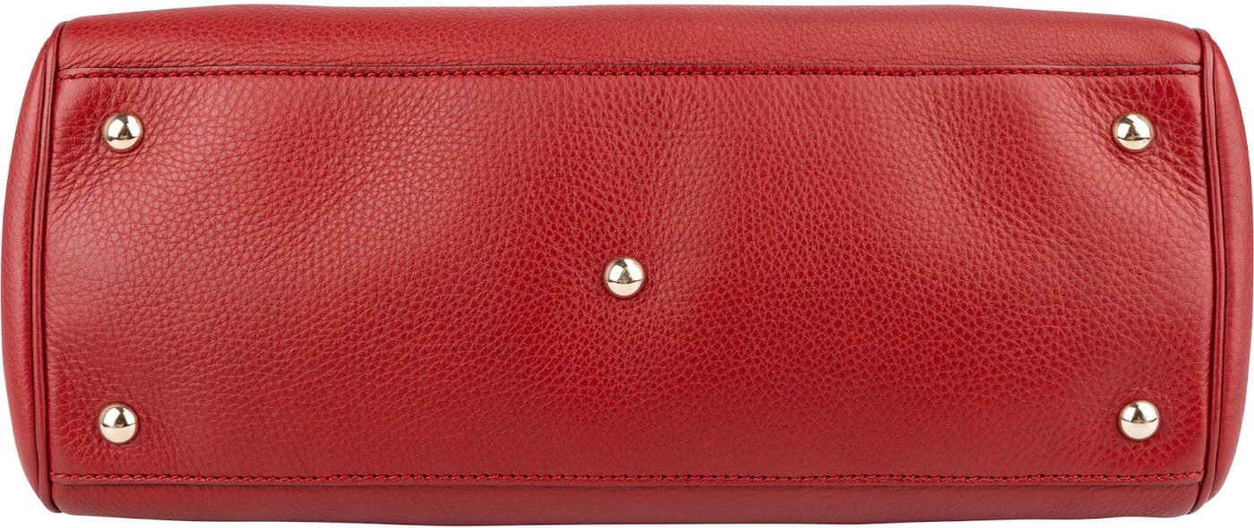 Gucci Grained Leather Bamboo Handle Tote Handbag