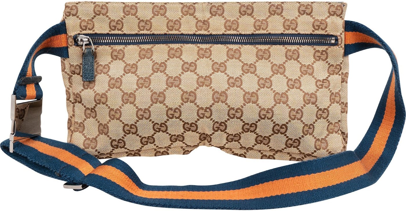 Gucci Grained Leather Monogram GG Canvas Crossbody Belt Bag