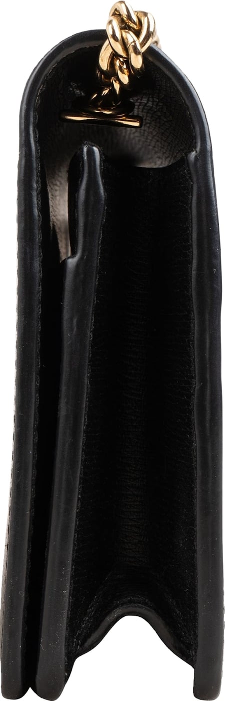 Gucci Black Grained Leather Wallet On Chain Crossbody Bag