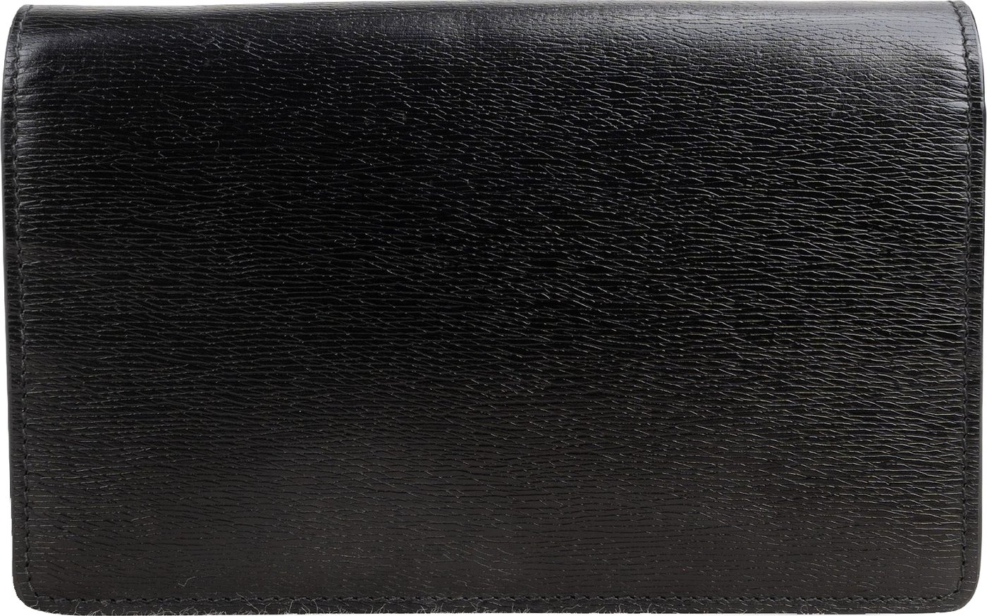 Gucci Black Grained Leather Wallet On Chain Crossbody Bag
