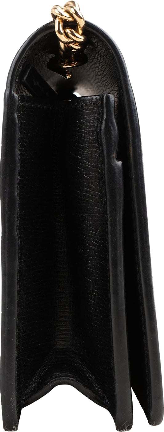 Gucci Black Grained Leather Wallet On Chain Crossbody Bag