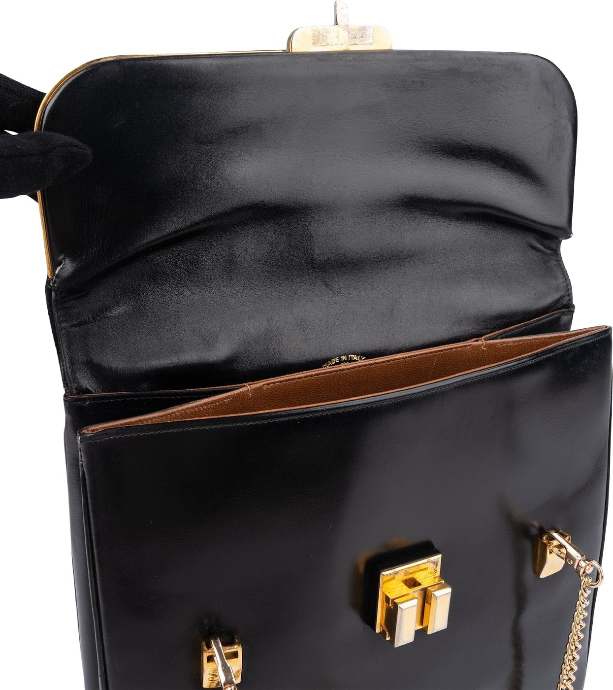 Gucci Black Leather Vintage Handbag