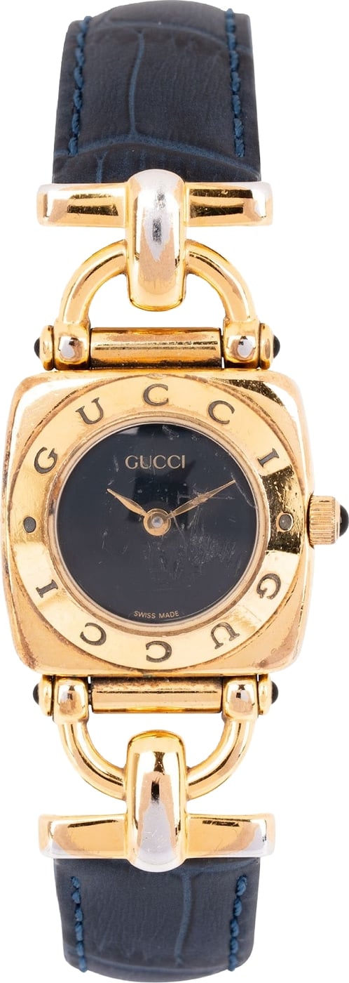 Gucci Gold Tone Leather Horsebit 6300L Woman Watch