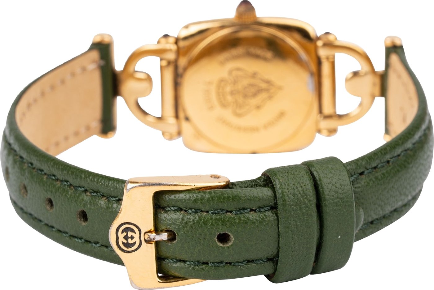 Gucci Gold Tone Leather Horsebit 6300L Woman Watch