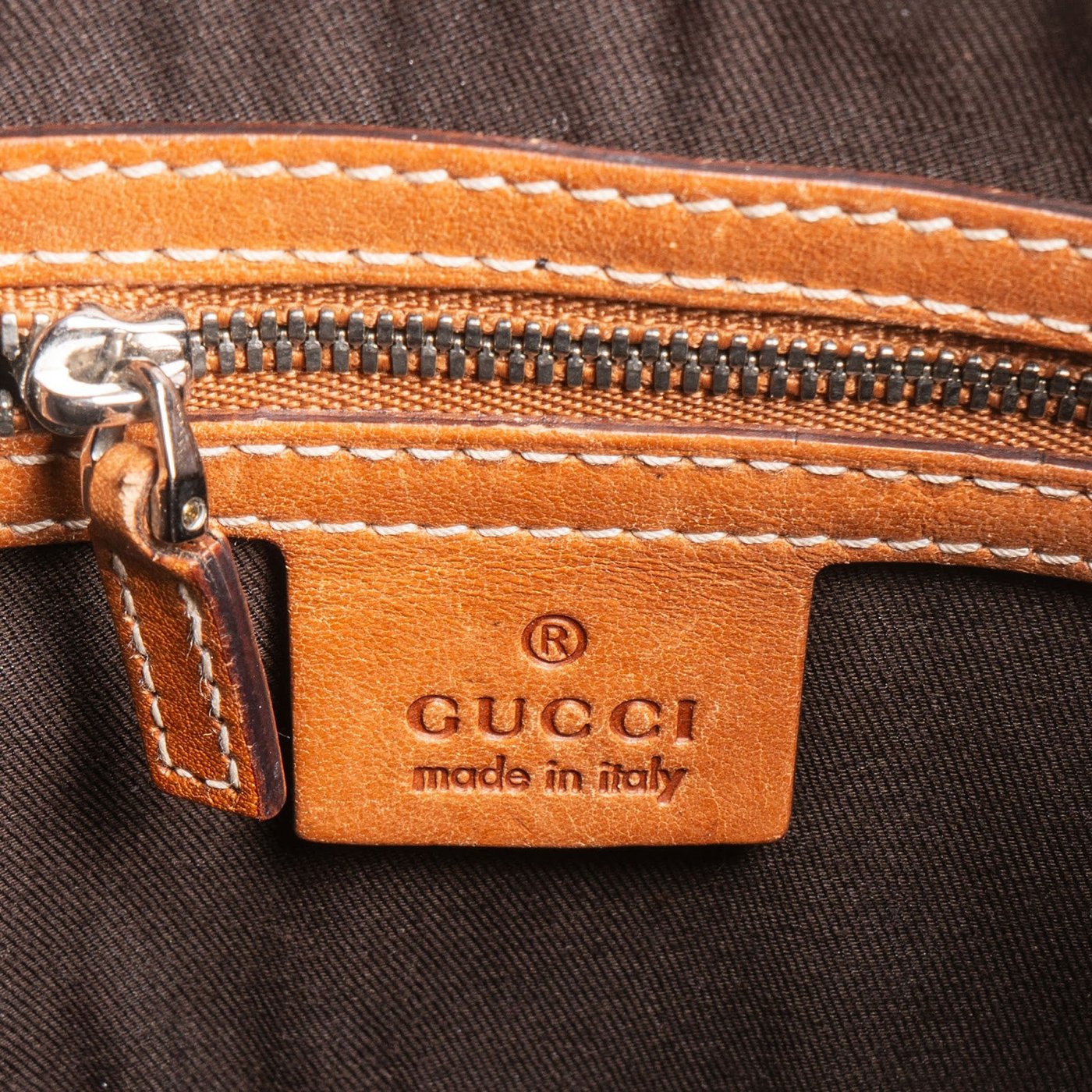 Gucci Canvas Perforated Leather Vintage Interlocking G Stripe Shoulder Bag