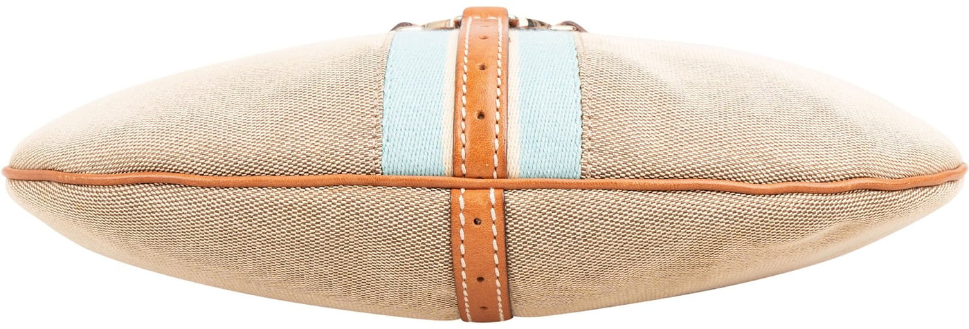 Gucci Canvas Perforated Leather Vintage Interlocking G Stripe Shoulder Bag
