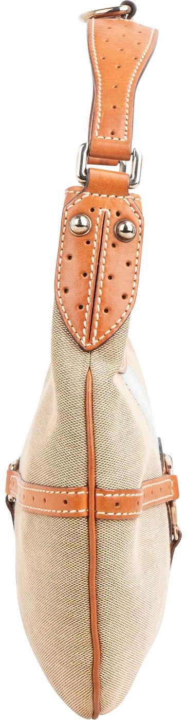 Gucci Canvas Perforated Leather Vintage Interlocking G Stripe Shoulder Bag