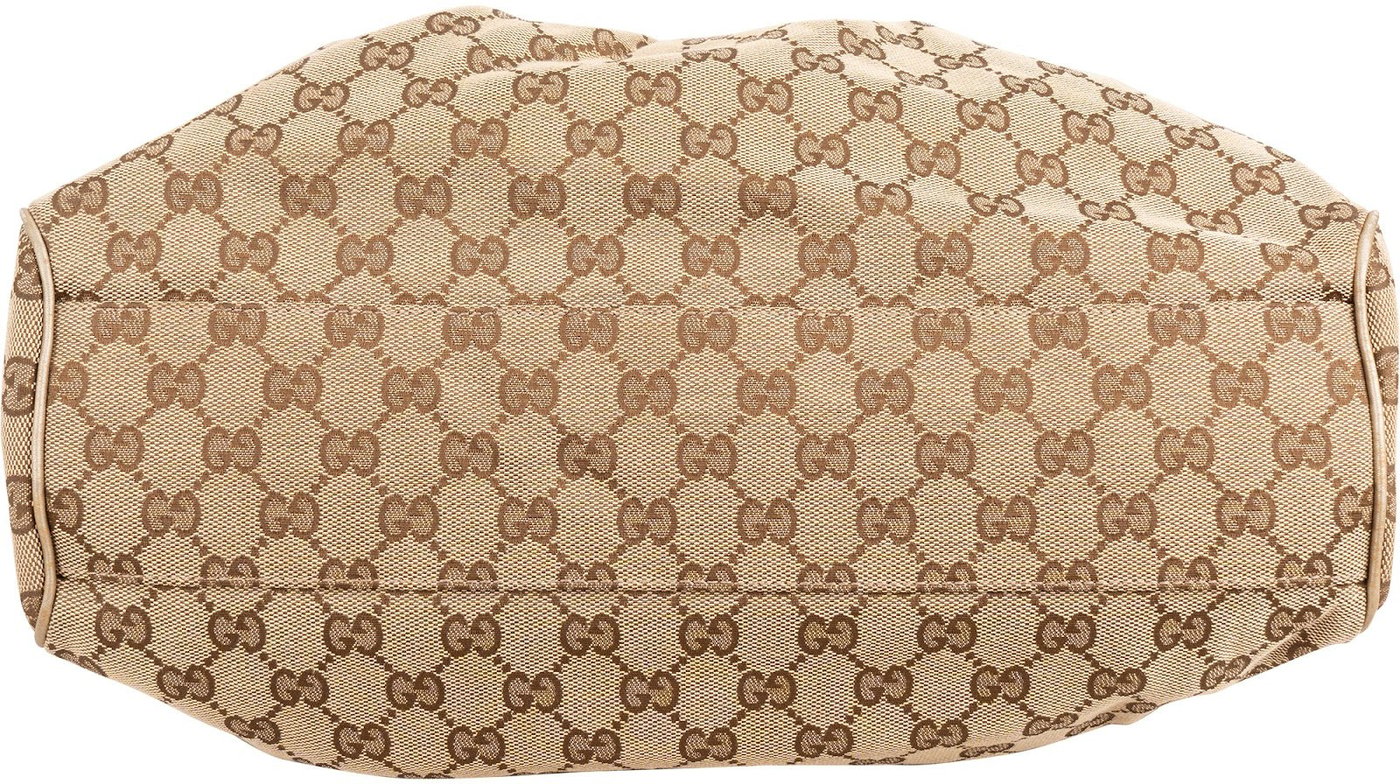 Gucci Monogram GG Canvas Metallic Leather Sukey Handbag