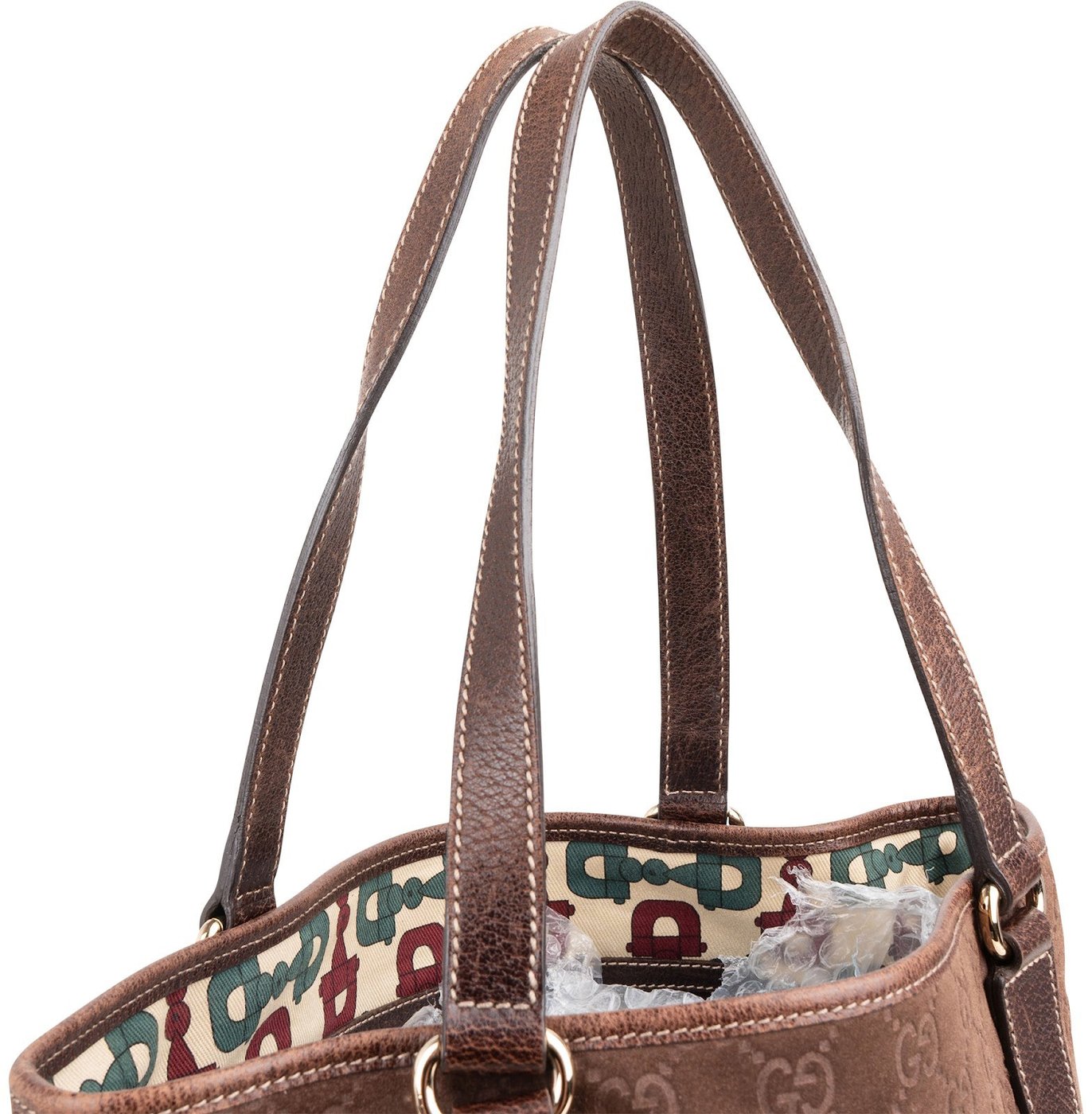 Gucci Monogram Suede GG Tote Shoulder Bag