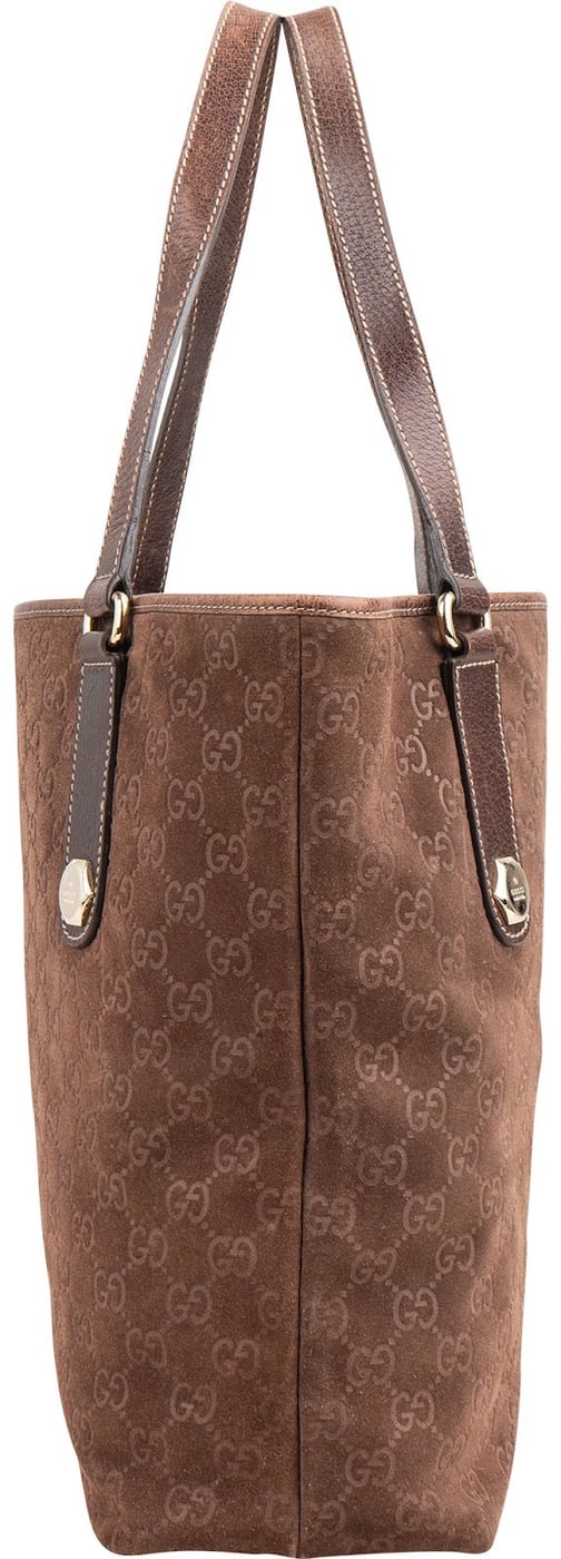 Gucci Monogram Suede GG Tote Shoulder Bag