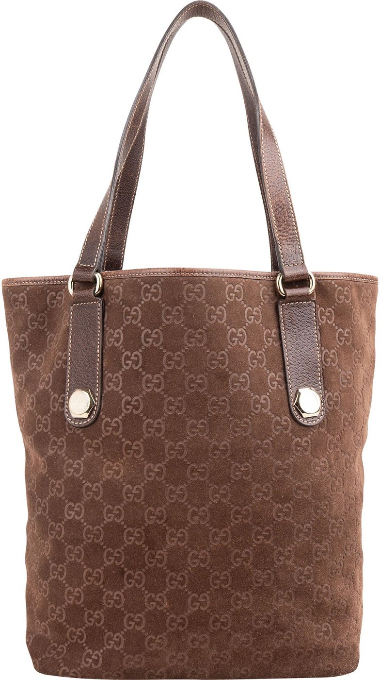 Gucci Monogram Suede GG Tote Shoulder Bag