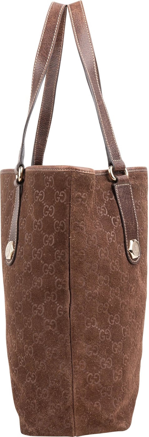 Gucci Monogram Suede GG Tote Shoulder Bag