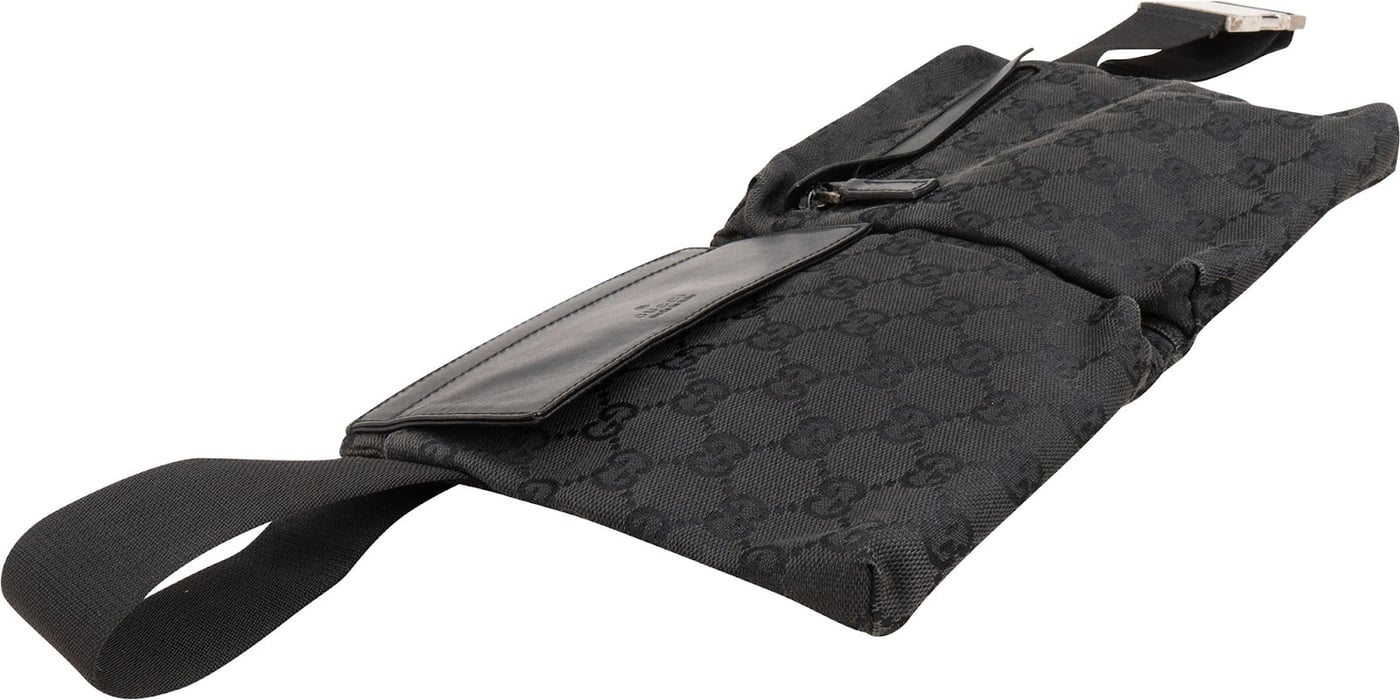 Gucci Black Monogram GG Canvas Belt Crossbody Bag