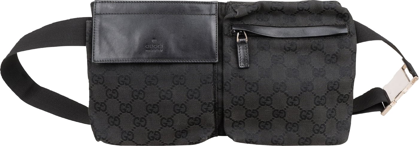 Gucci Black Monogram GG Canvas Belt Crossbody Bag