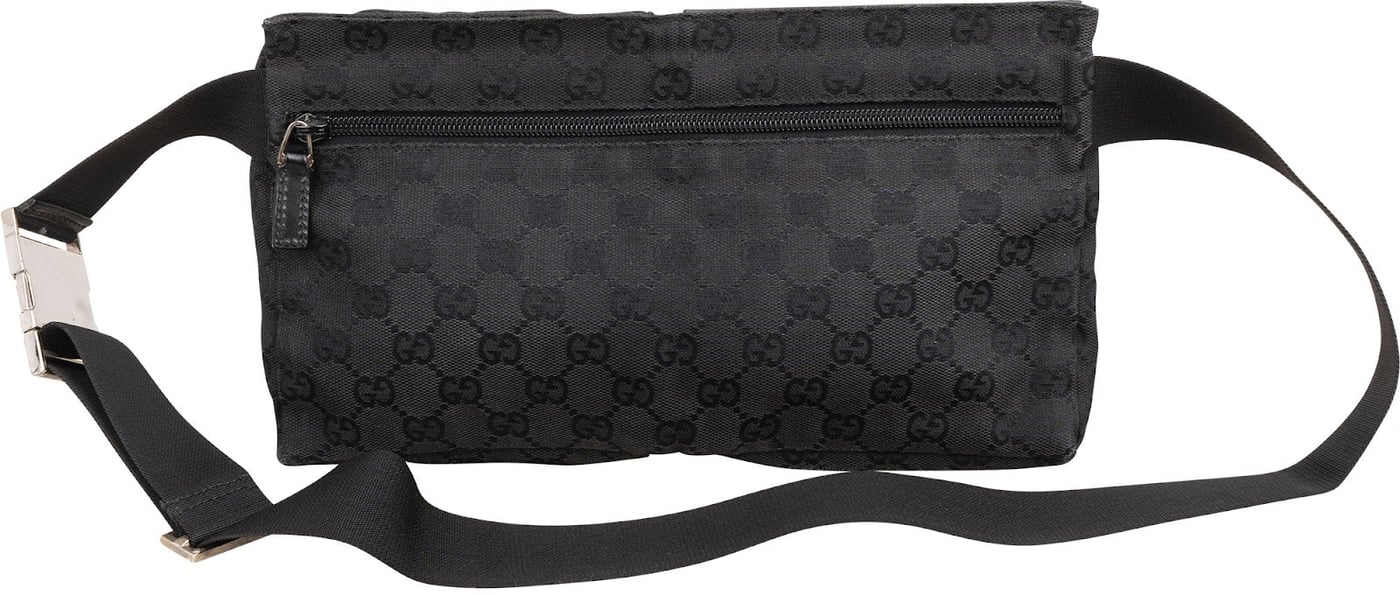 Gucci Black Monogram GG Canvas Belt Crossbody Bag