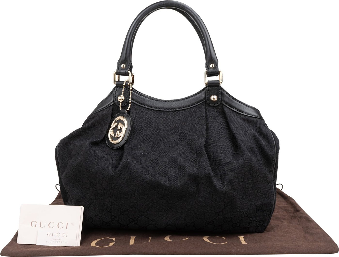 Gucci Black Monogram GG Canvas Sukey Handbag