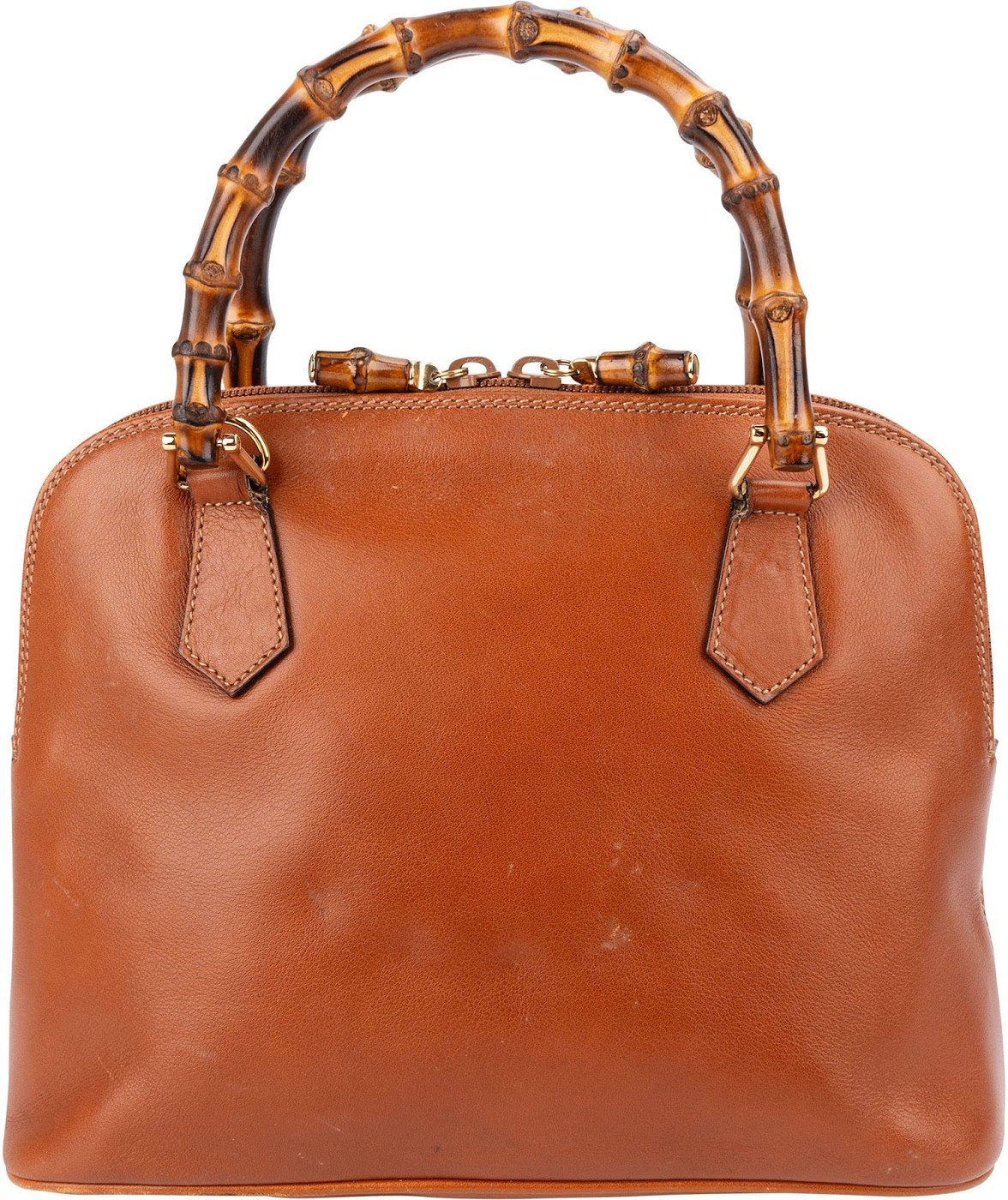 Gucci Brown Calfskin Bamboo Vintage Small Handbag