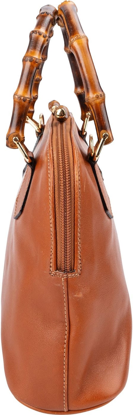 Gucci Brown Calfskin Bamboo Vintage Small Handbag