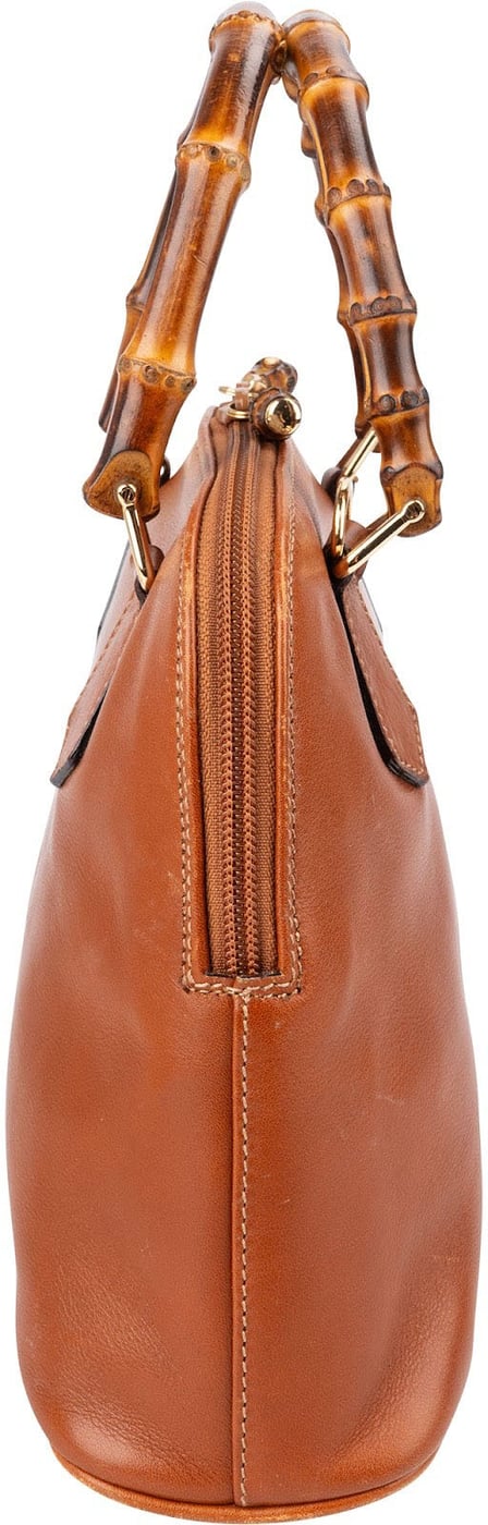 Gucci Brown Calfskin Bamboo Vintage Small Handbag