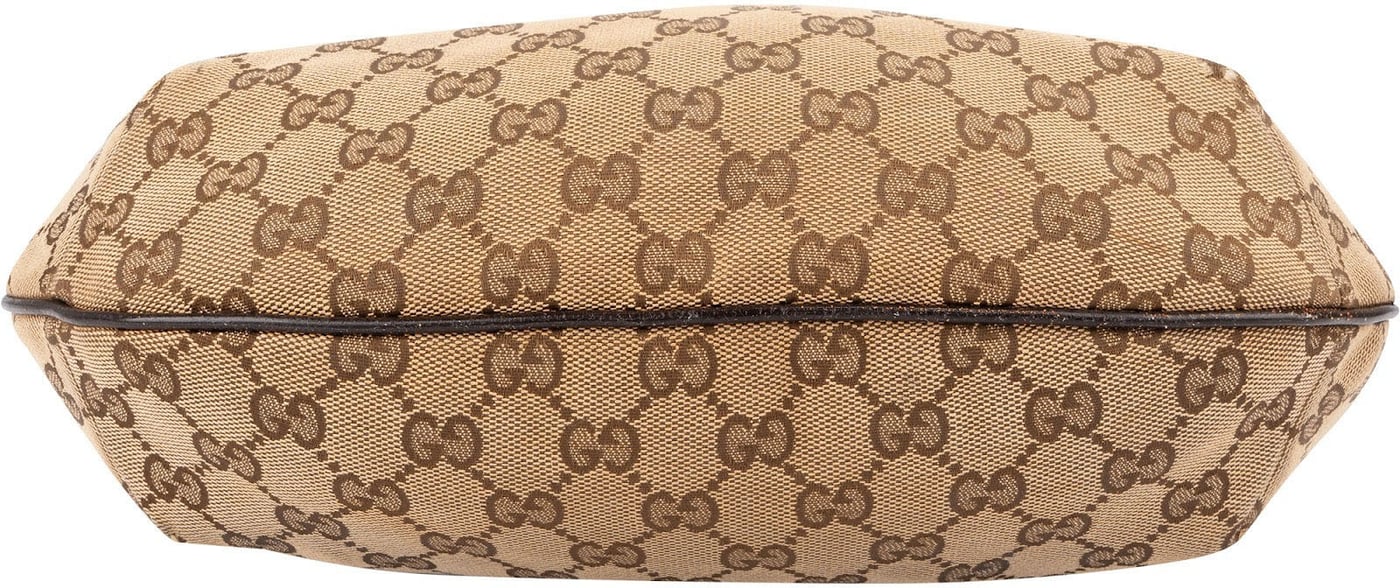 Gucci Monogram GG Canvas Web Strap Half Moon Crossbody Bag