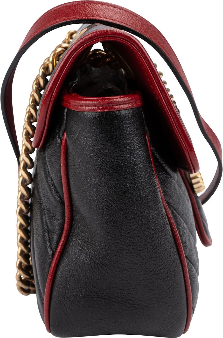 Gucci Black Matelassé Leather Red Edges GG Marmont Crossbody Bag