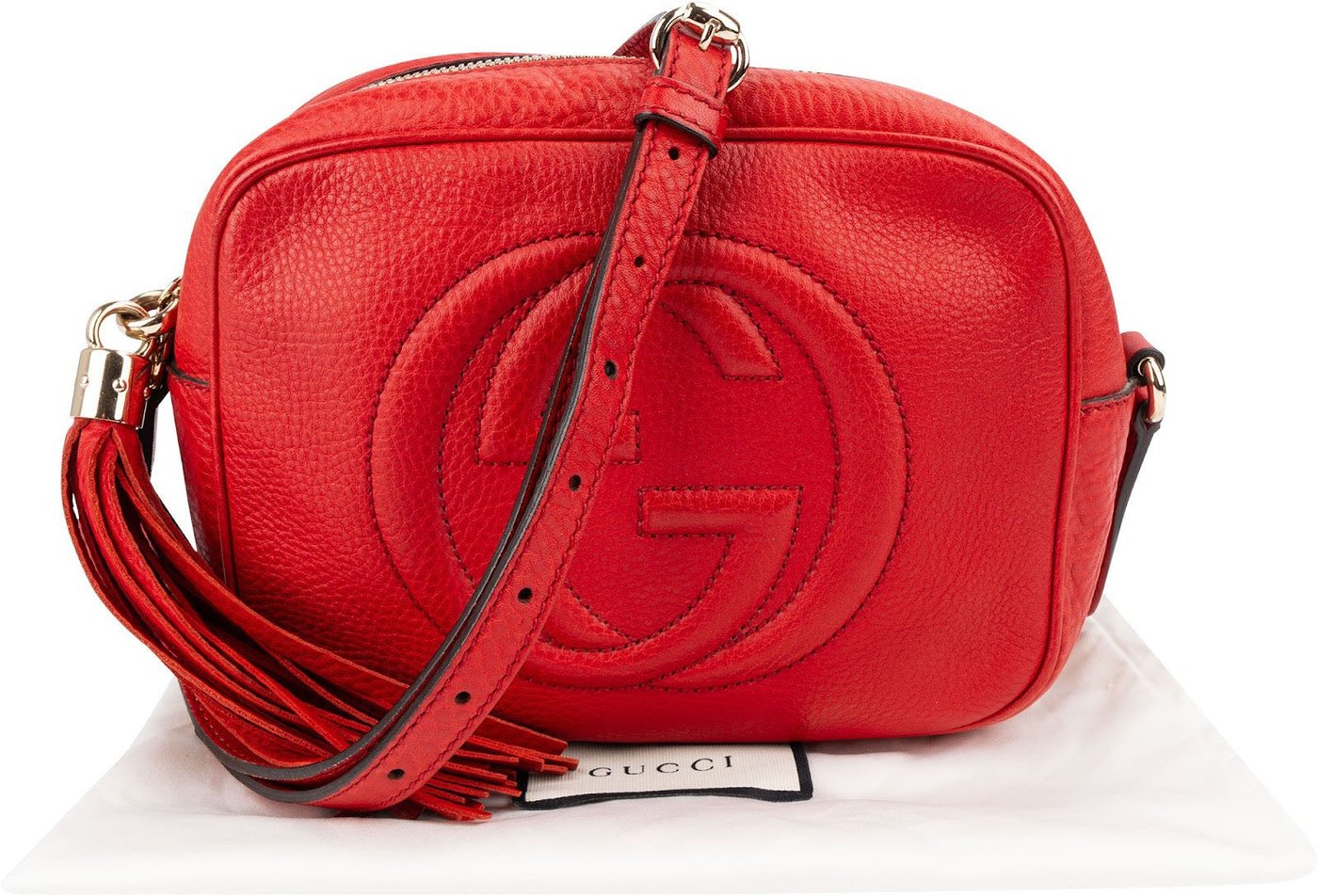 Gucci Pebbled Leather Soho GG Disco Crossbody Bag