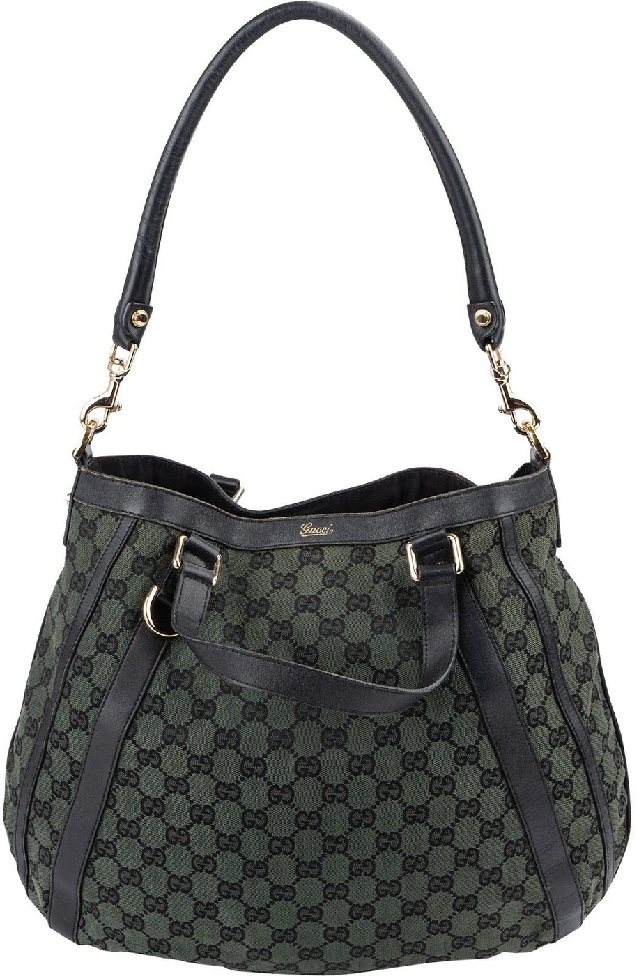 Gucci Green Monogram GG Canvas Hobo Handbag