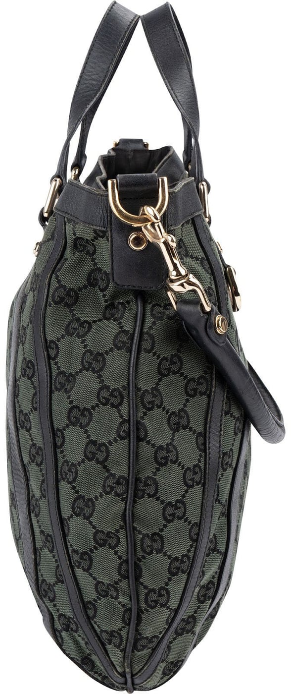 Gucci Green Monogram GG Canvas Hobo Handbag