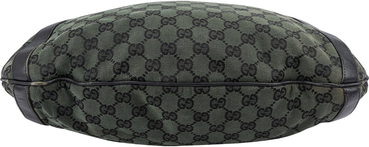 Gucci Green Monogram GG Canvas Hobo Handbag