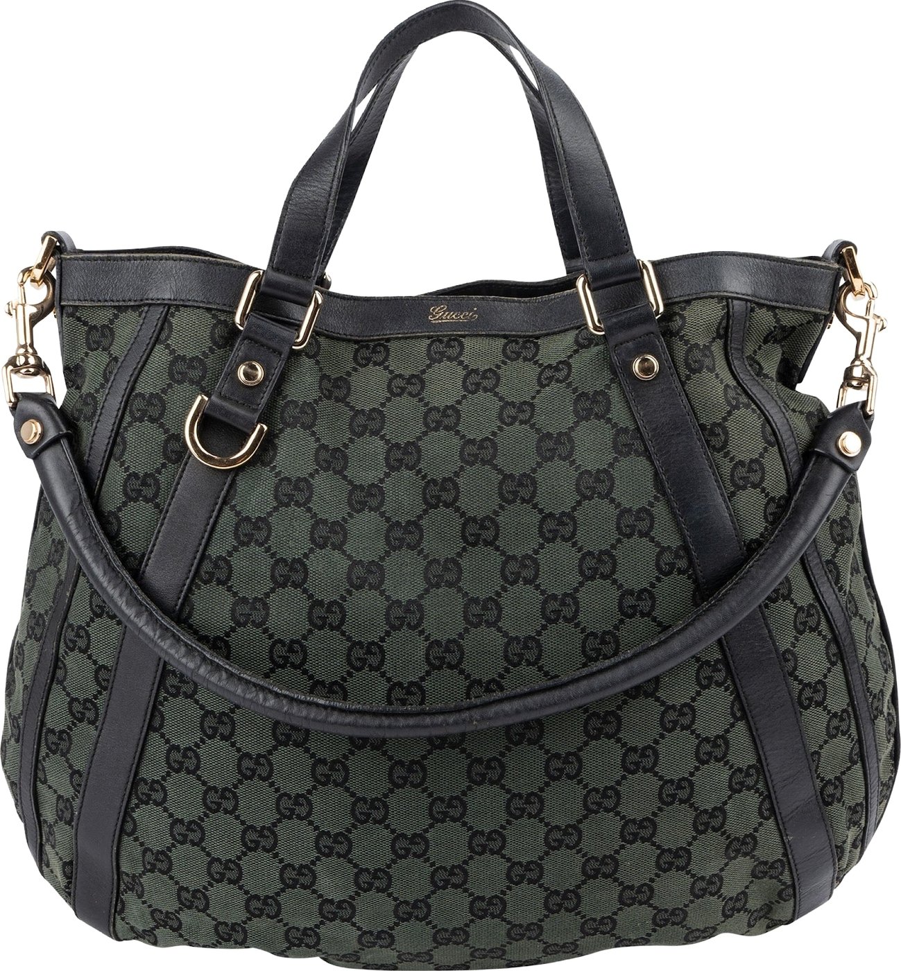 Gucci Green Monogram GG Canvas Hobo Handbag