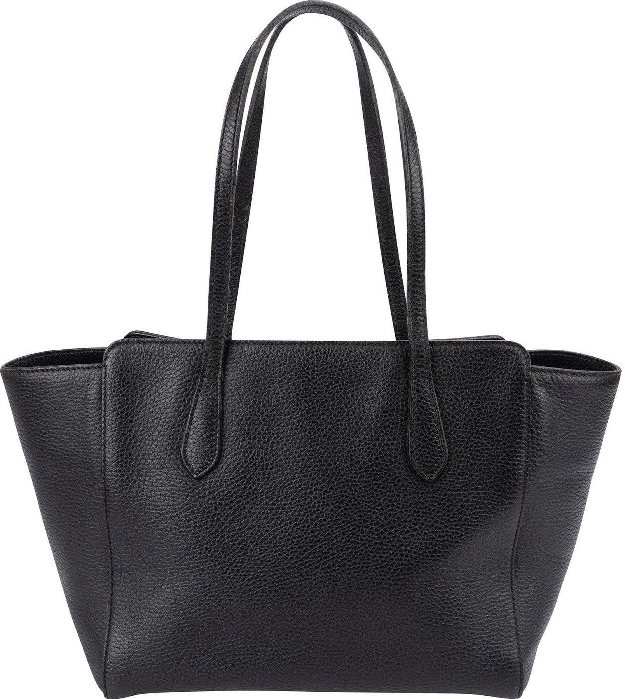 Gucci Black Grained Leather Swing Tote Shopper Shoulder Bag