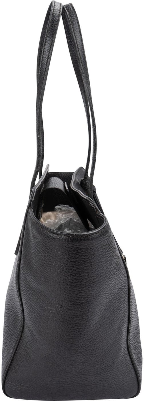 Gucci Black Grained Leather Swing Tote Shopper Shoulder Bag