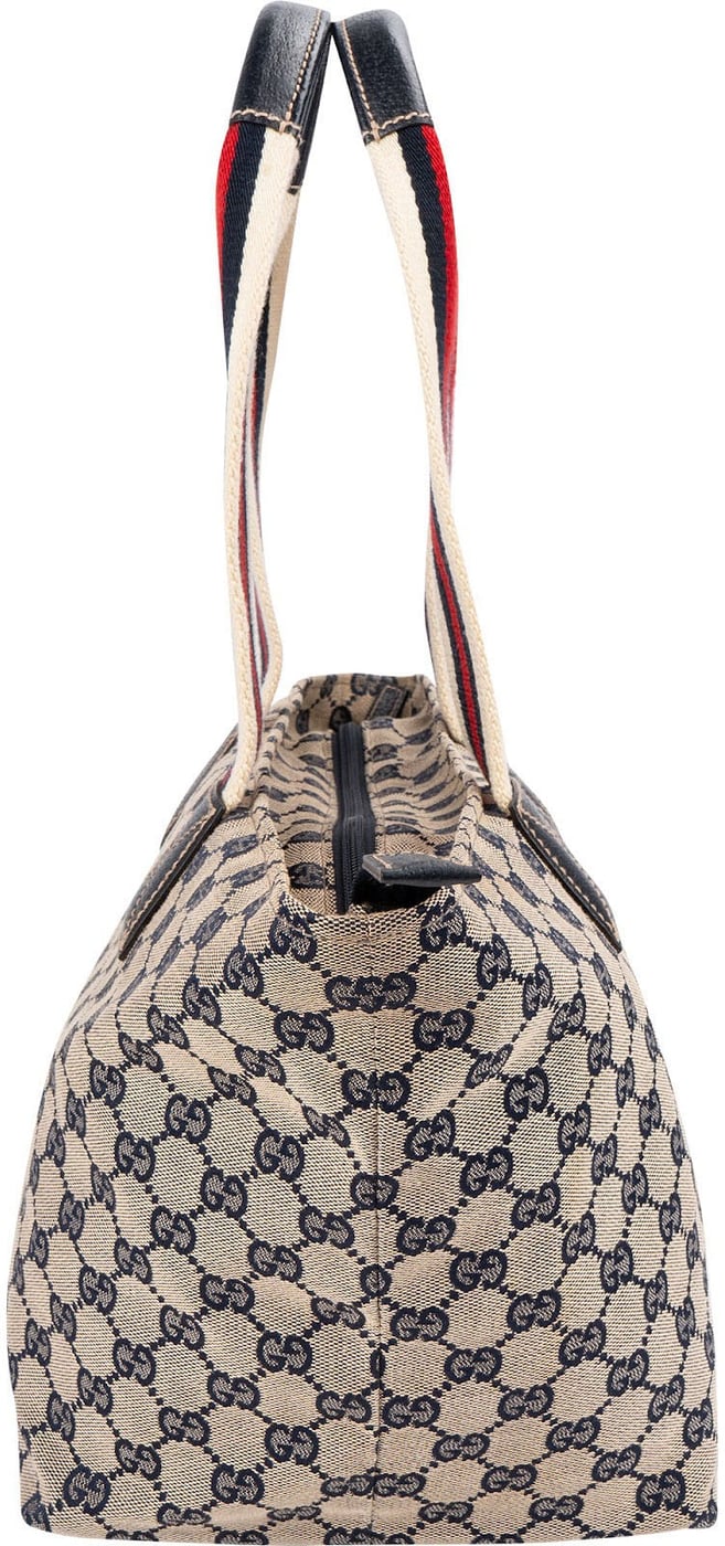 Gucci Plus Monogram GG Canvas Web Shopper Tote Handbag