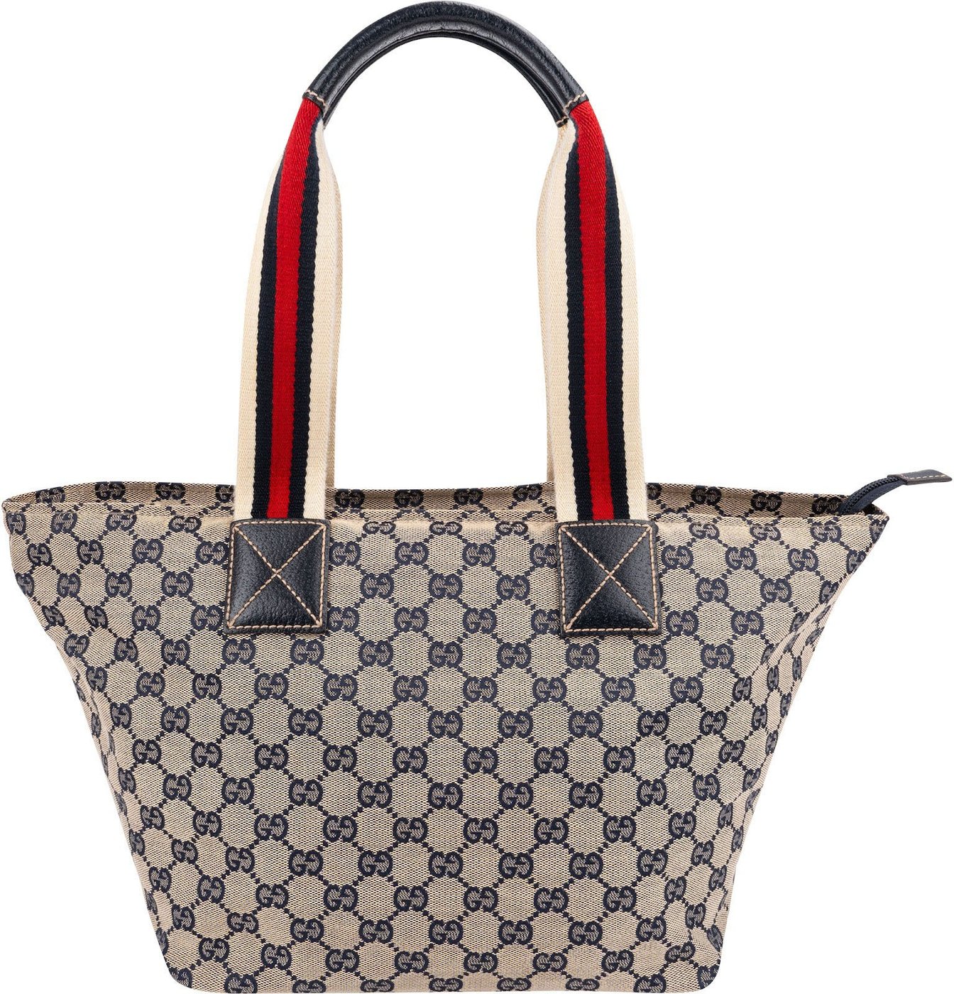 Gucci Plus Monogram GG Canvas Web Shopper Tote Handbag
