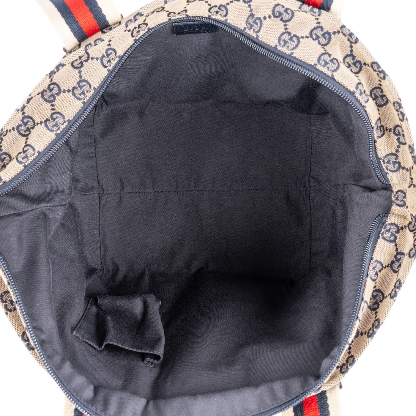 Gucci Plus Monogram GG Canvas Web Shopper Tote Handbag
