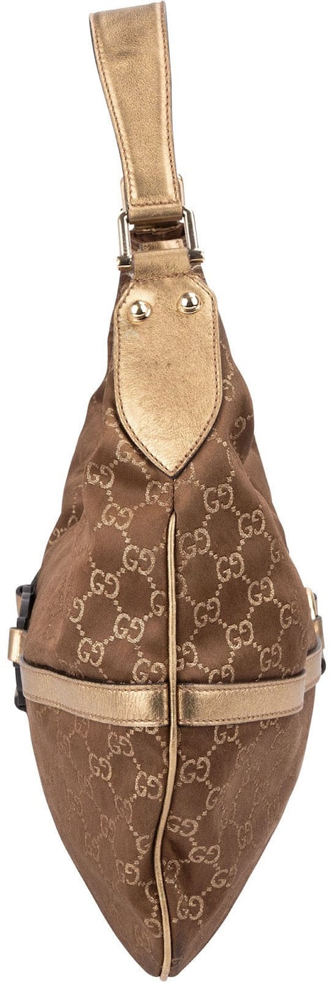 Gucci Gold Monogram GG Canvas Britt Interlocking G Hobo Shoulder Bag