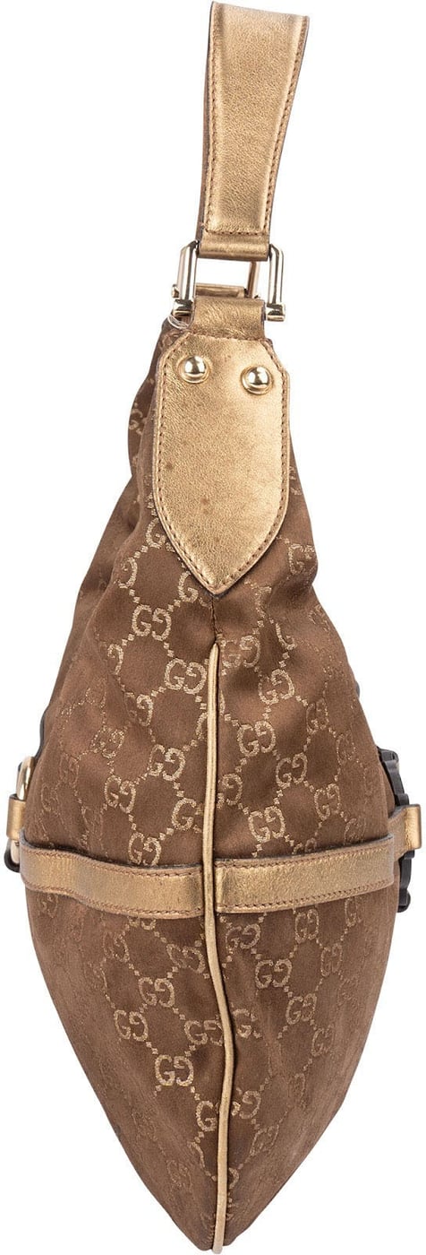 Gucci Gold Monogram GG Canvas Britt Interlocking G Hobo Shoulder Bag
