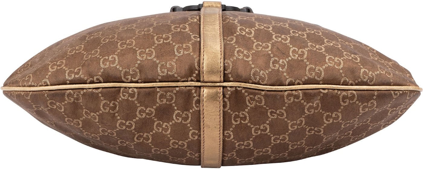 Gucci Gold Monogram GG Canvas Britt Interlocking G Hobo Shoulder Bag