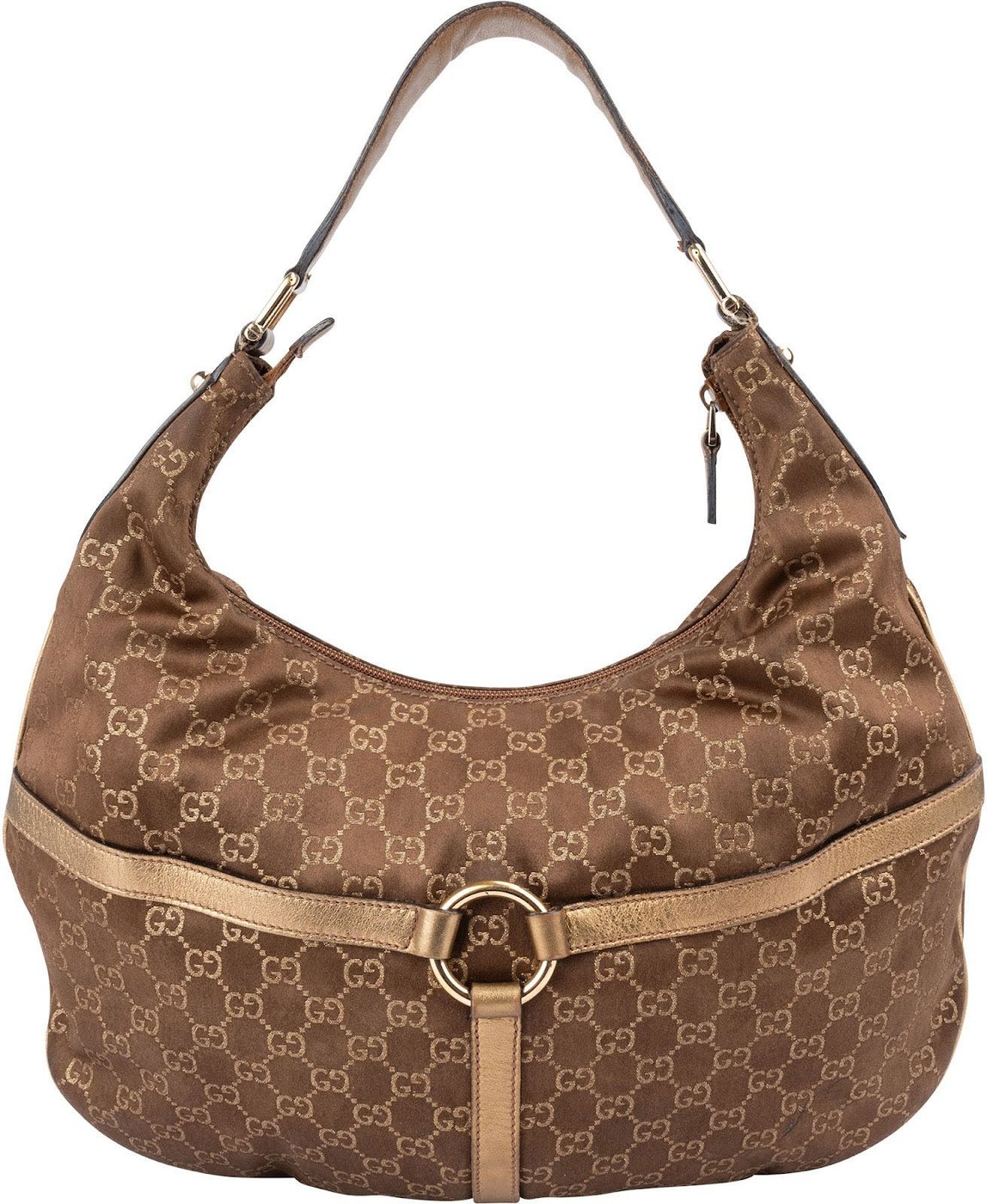 Gucci Gold Monogram GG Canvas Britt Interlocking G Hobo Shoulder Bag