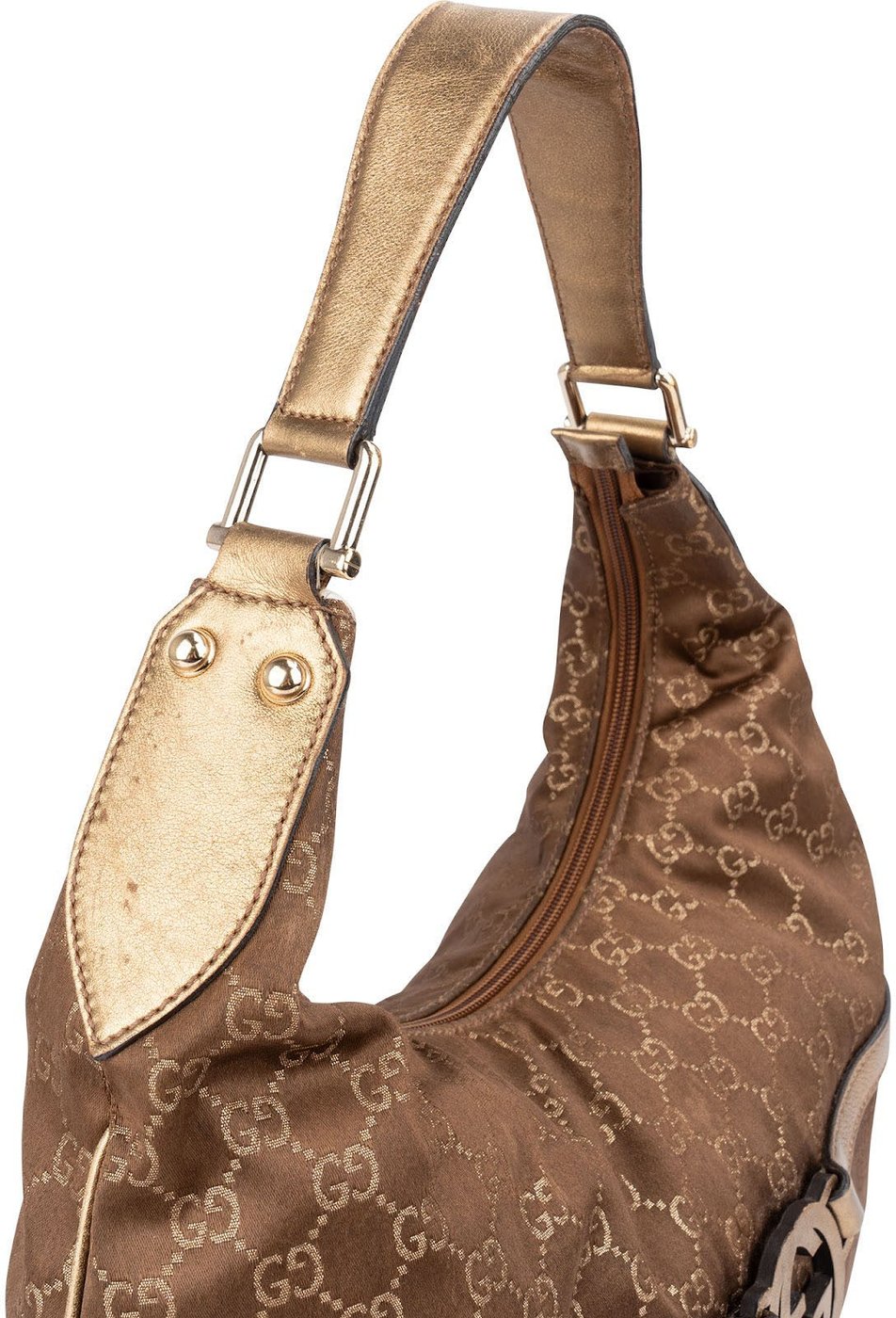 Gucci Gold Monogram GG Canvas Britt Interlocking G Hobo Shoulder Bag