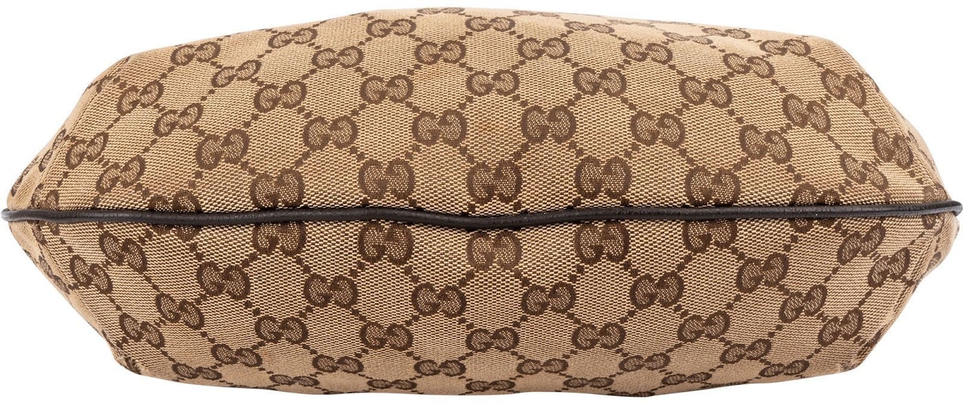 Gucci Monogram GG Canvas Web Strap Half Moon Crossbody Bag