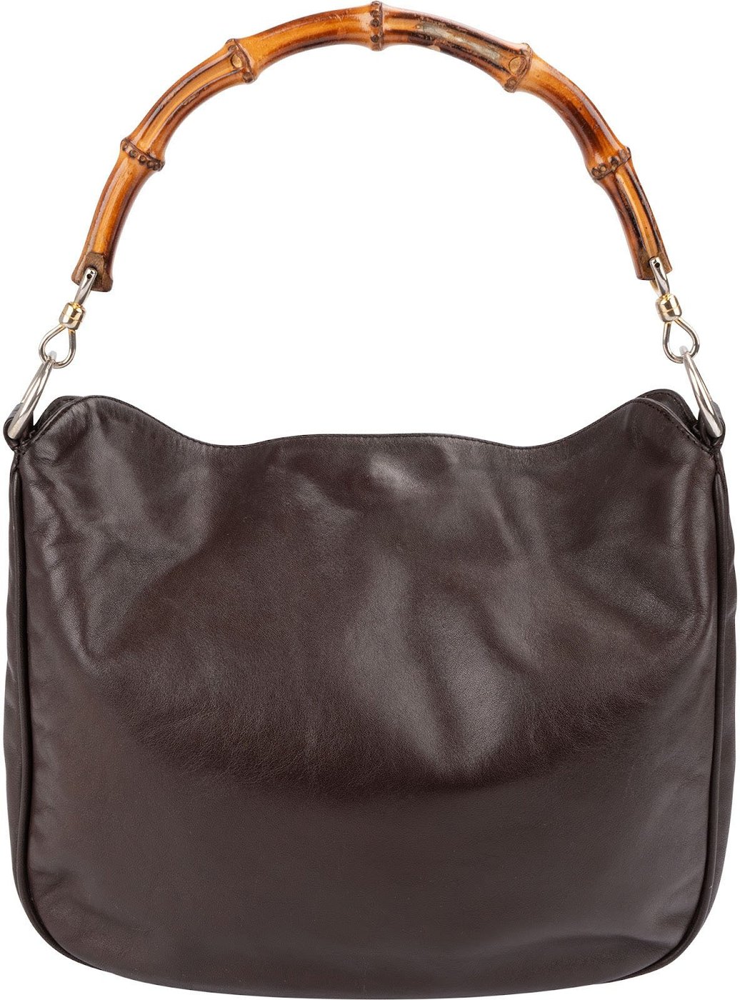 Gucci Brown Leather Bamboo Handle Hobo Handbag