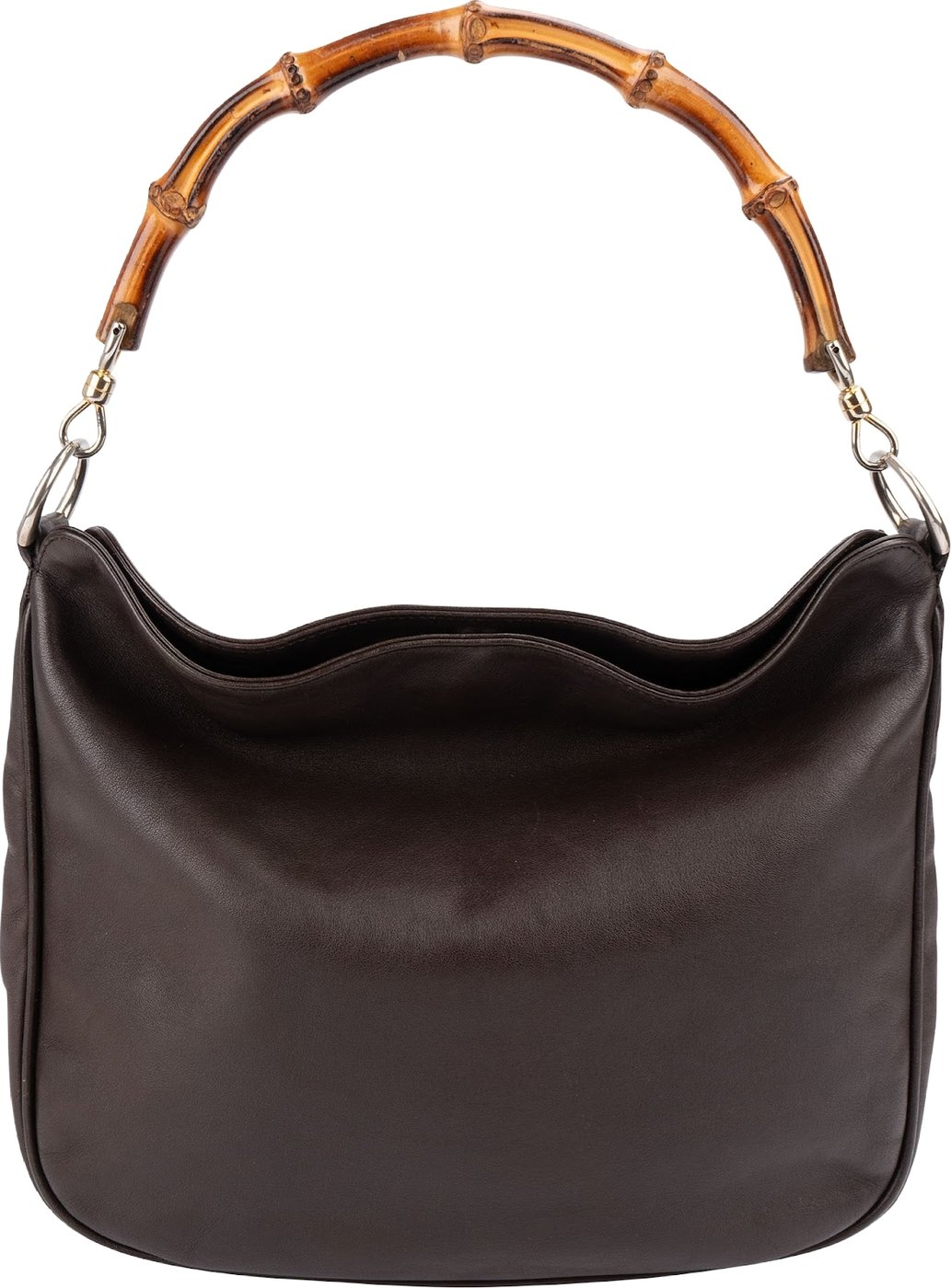 Gucci Brown Leather Bamboo Handle Hobo Handbag