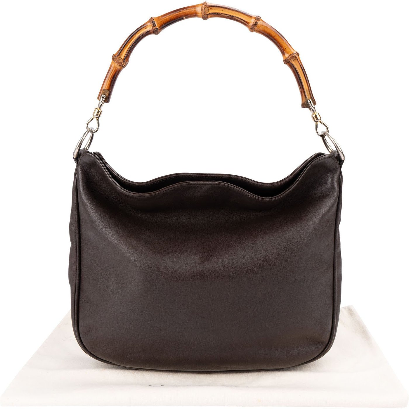 Gucci Brown Leather Bamboo Handle Hobo Handbag