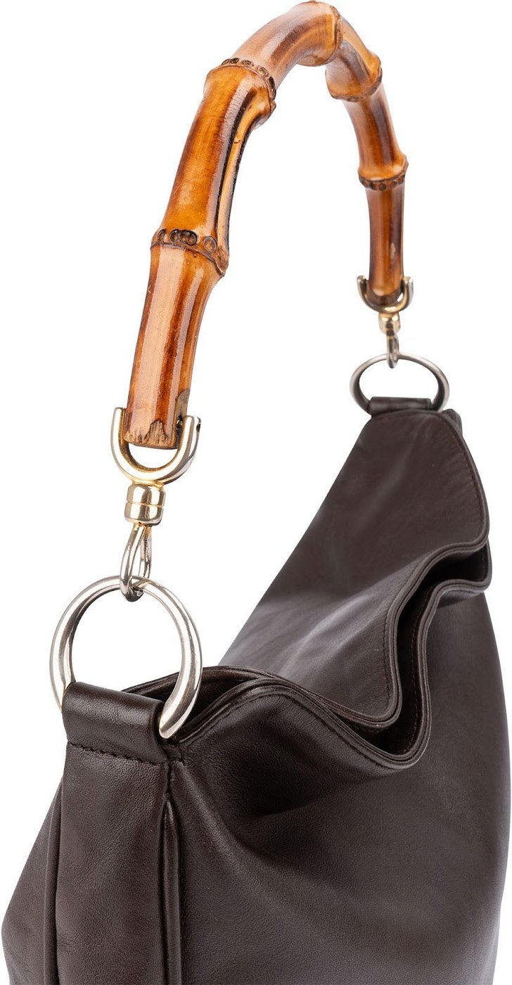 Gucci Brown Leather Bamboo Handle Hobo Handbag
