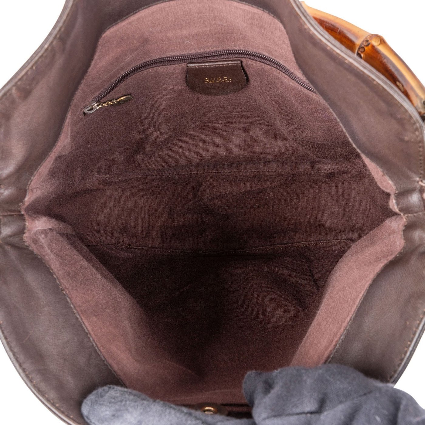Gucci Brown Leather Bamboo Handle Hobo Handbag