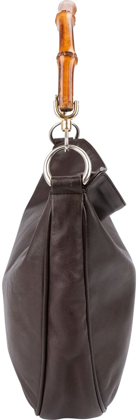Gucci Brown Leather Bamboo Handle Hobo Handbag