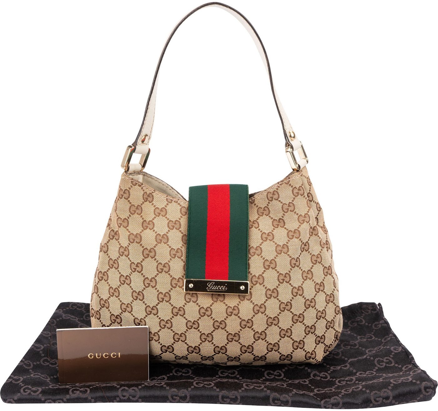 Gucci Monogram GG Canvas Web Hobo Shoulder Bag
